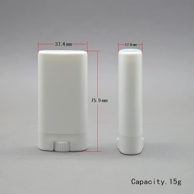 COSIDEA 25 PCS PLASTIC EMPTY WHITE 15G OVAL LIP BALM TUBE DEODORANT CONTAINERS 15ML LIPSTICK TUBE (WHITE) - Image 3